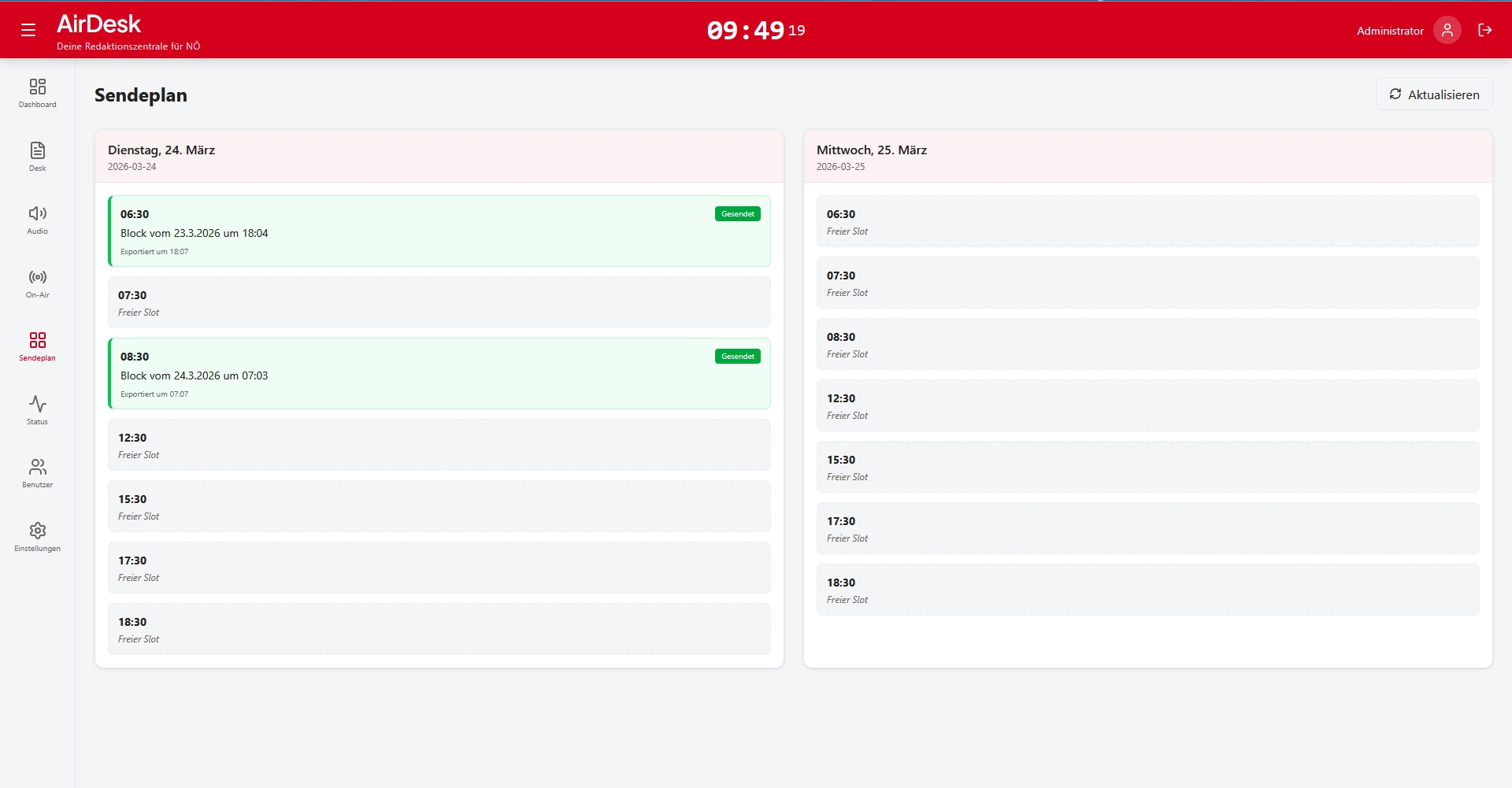 Broadcast Grid – Sendeplätze visuell planen