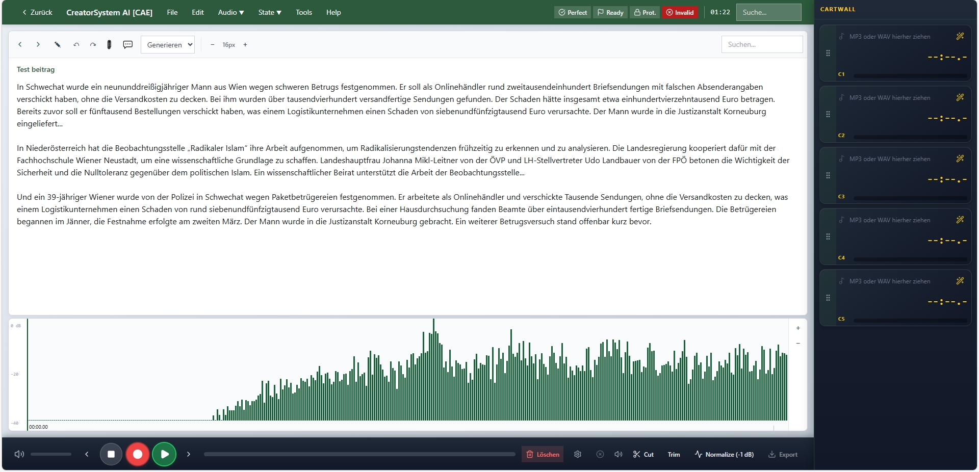 Wave Editor – Waveform-basierter Audio-Schnitt im Browser