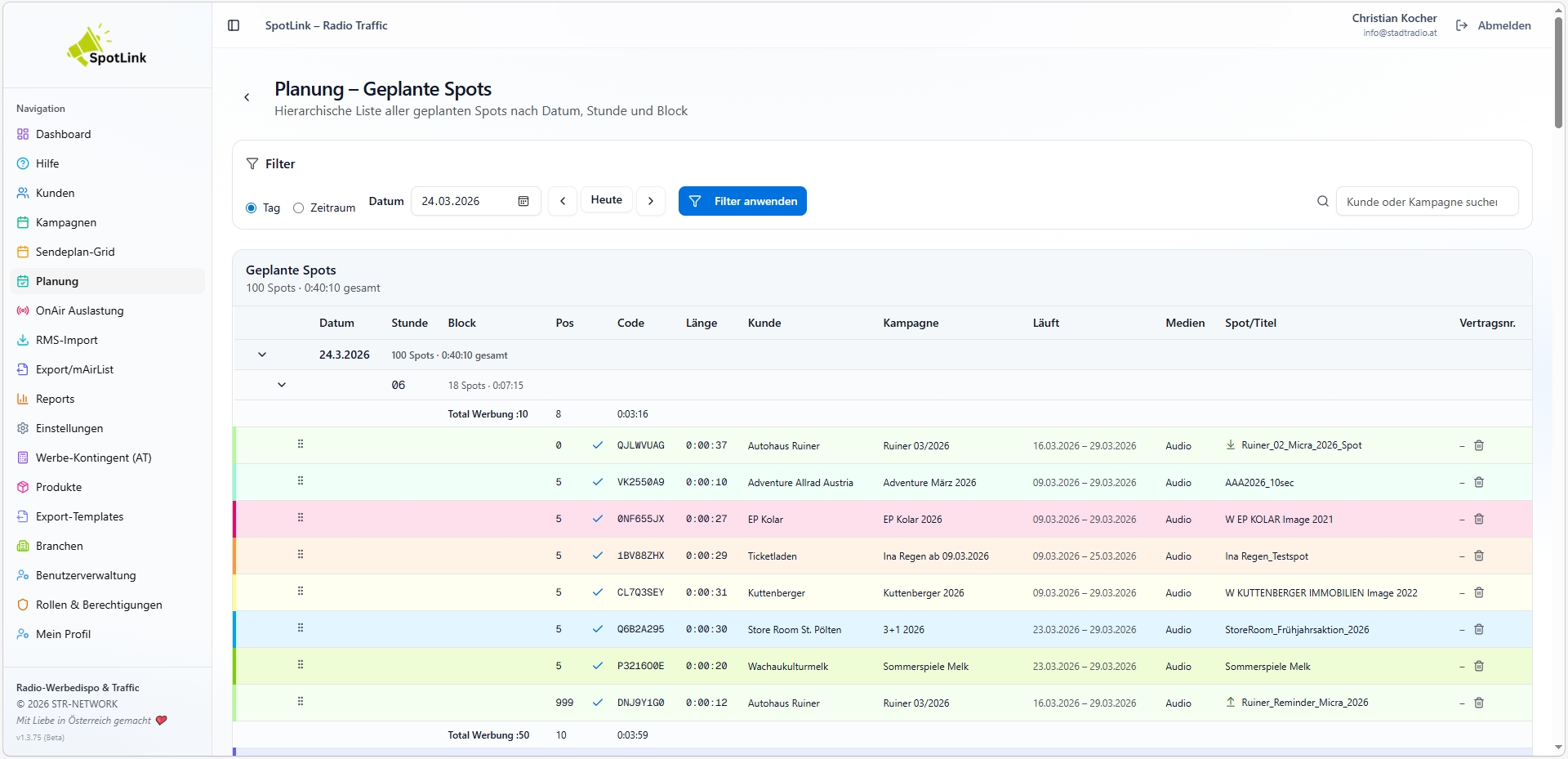 Kalenderansicht – Monats-, Wochen- und Tagesansicht